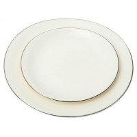 Набор из 2 белых тарелок с серебряной каймой 